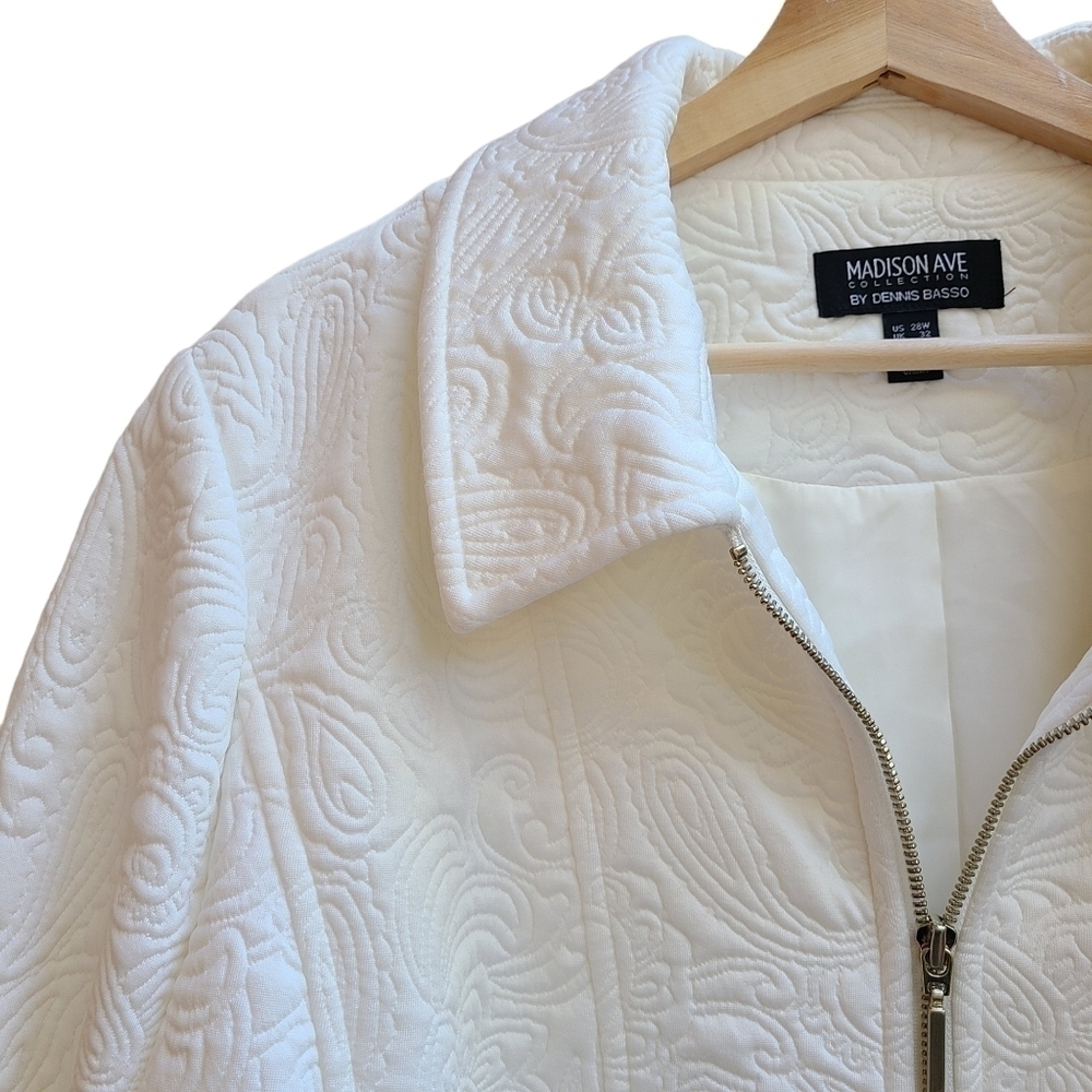 Quilted Zip Front Jacket with Lace Cuff, Size 28W - Picture 2 of 12